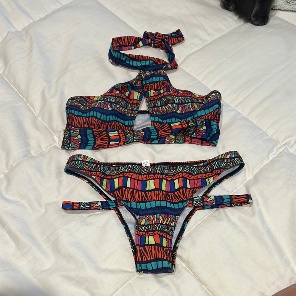 Colorful Patterned Bikini Set